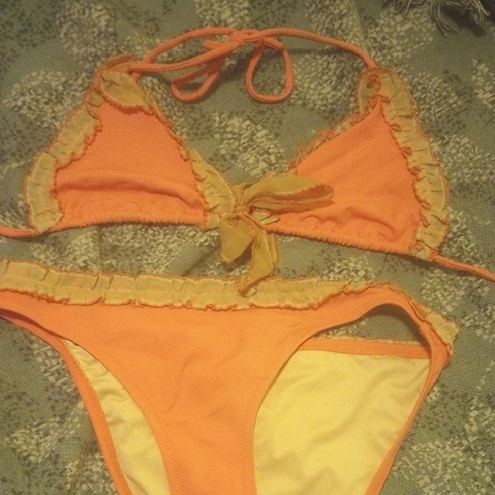 Victoria Secret Orange and Cream Bikini Set Vintage Y2K Vintage! Rare!